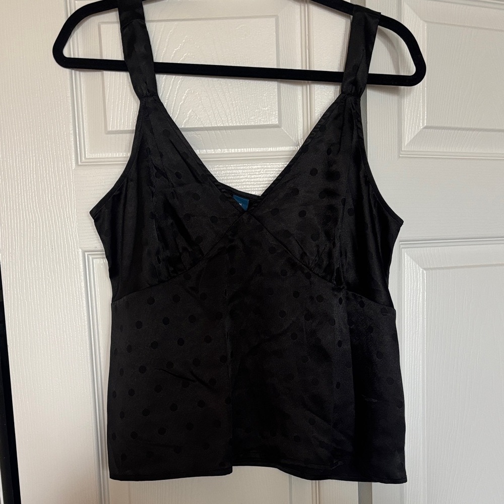 Polka-Dot Satin Jacquard Cami Top